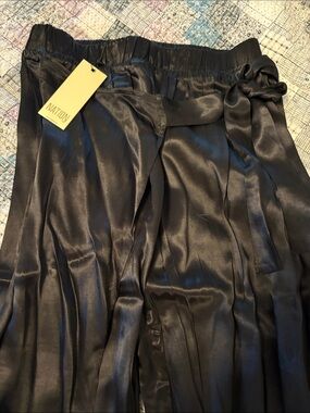 Nation LTD Black Wide-Leg Satin Tie-Waist Pants
